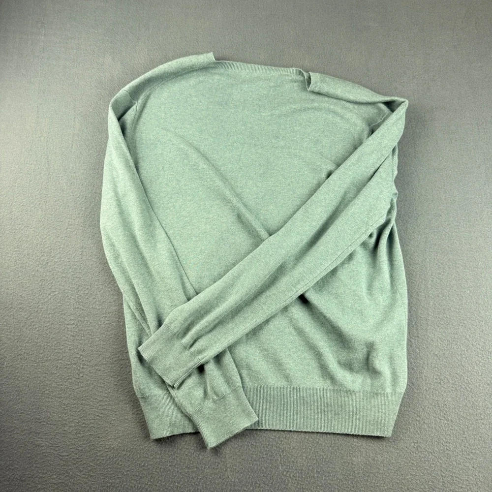 Polo Ralph Lauren Sweater Men's M Green V-Neck Pima Cotton Long Sleeve Pullover